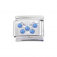 Silver butterfly with blue stones - enamel 9mm Italian charm