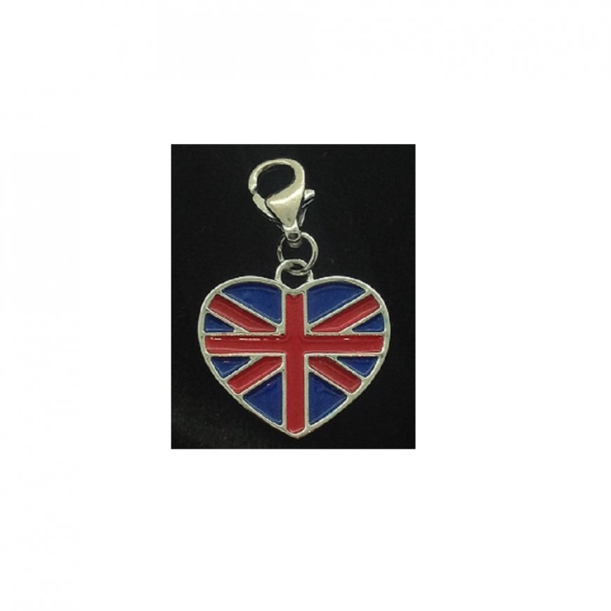 UK flag Heart - Clip on charm fits Thomas Sabo - Click Image to Close