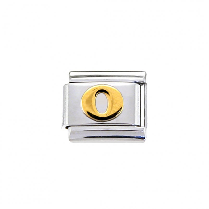 Gold colour Letter O - 9mm Italian charm - Click Image to Close
