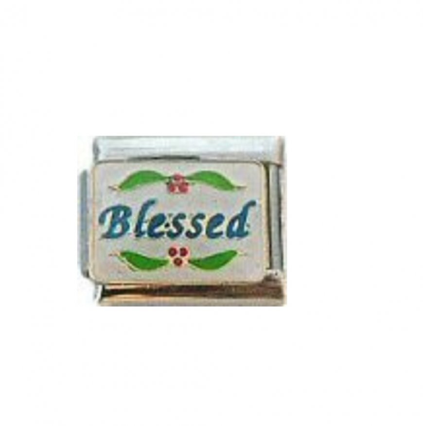 Blessed - 9mm enamel Italian charm - Click Image to Close