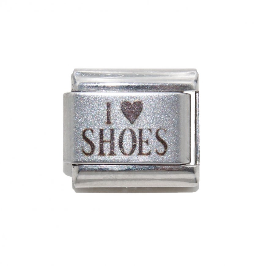 I love shoes - with heart plain 9mm Italian charm - Click Image to Close