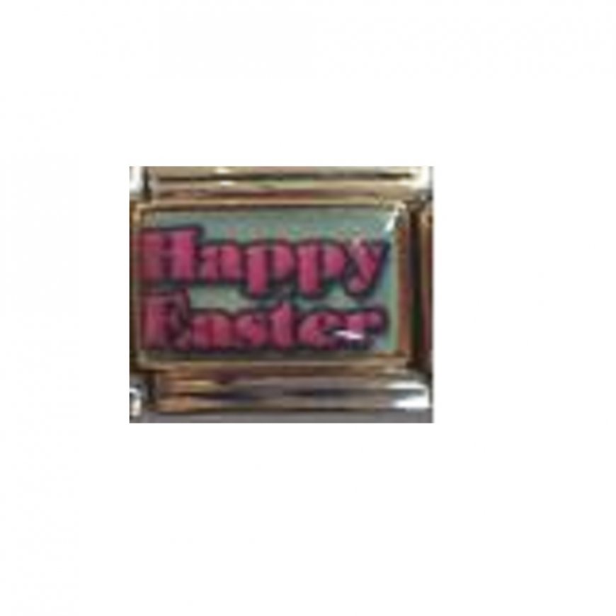 Happy Easter Pink and Blue - Photo 9mm italian charm - Click Image to Close