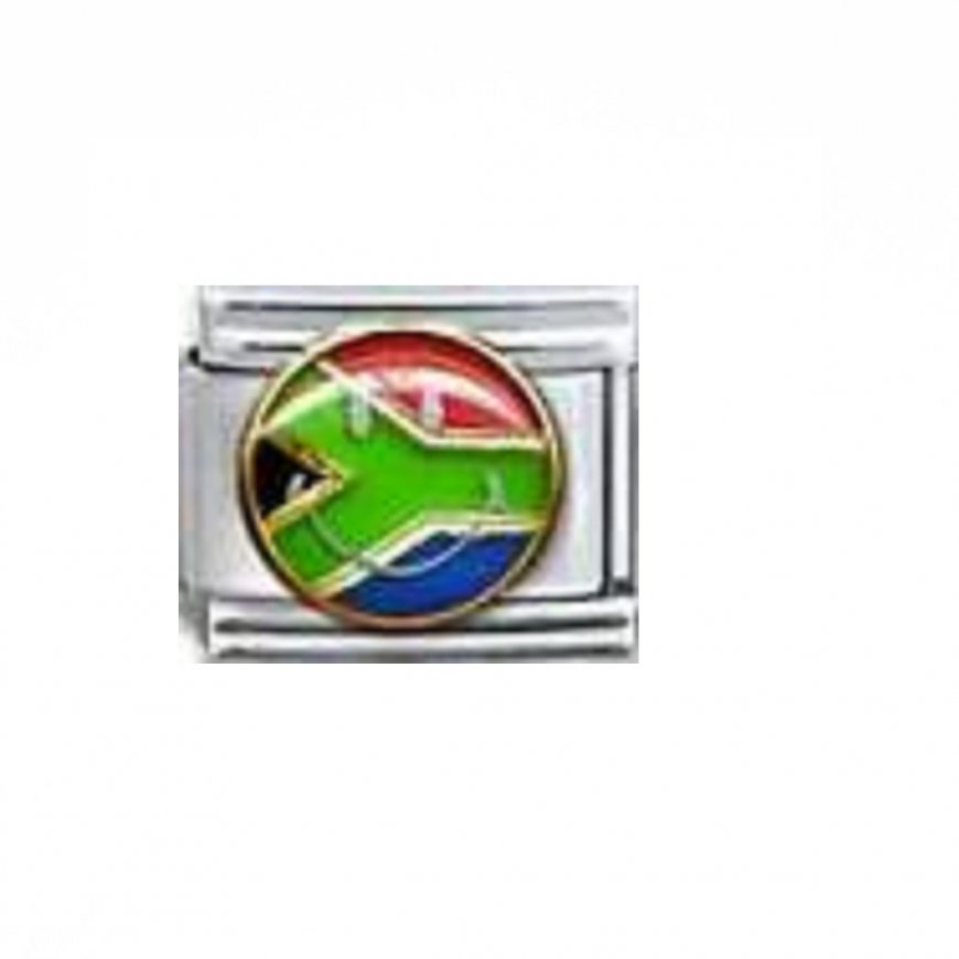 Flag - South Africa - smiley face enamel 9mm Italian charm - Click Image to Close