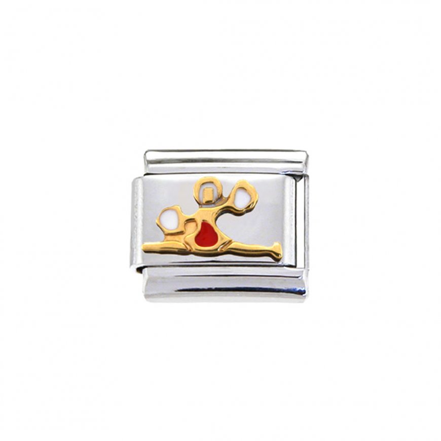 Cheerleader - gold and red - enamel 9mm Italian Charm - Click Image to Close