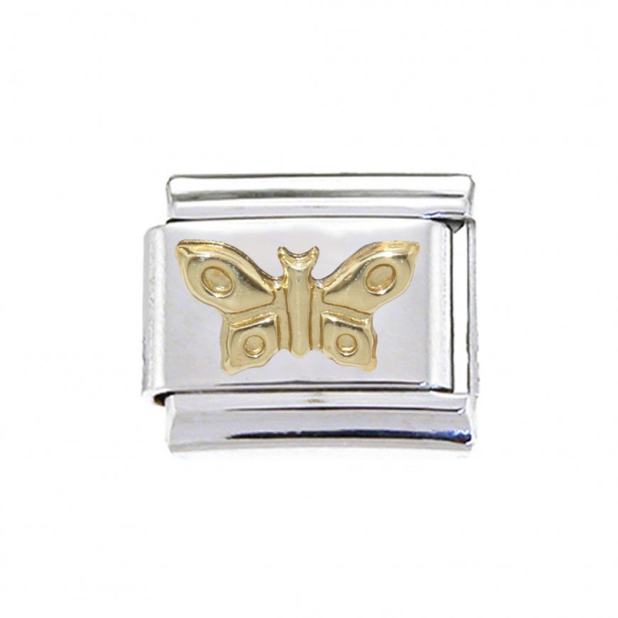 Gold butterfly 9mm enamel Italian charm - fits classic bracelets - Click Image to Close