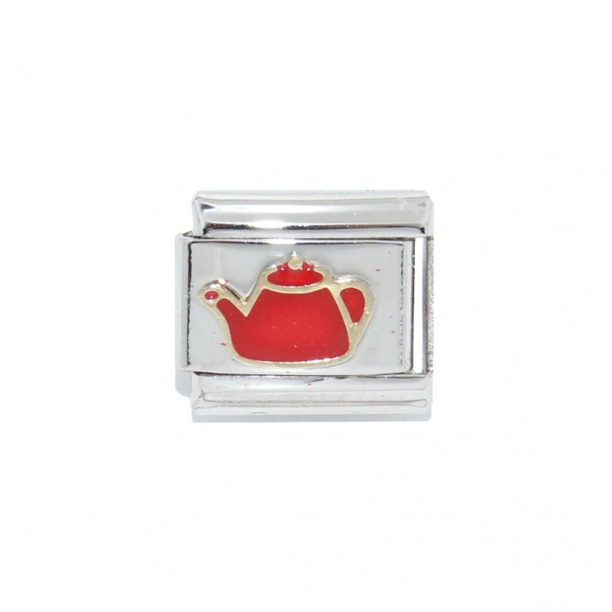 Teapot enamel - 9mm classic enamel Italian charm - Click Image to Close