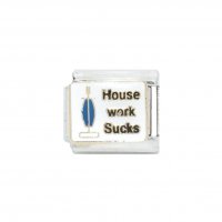 House works sucks - blue on white 9mm Italian charm