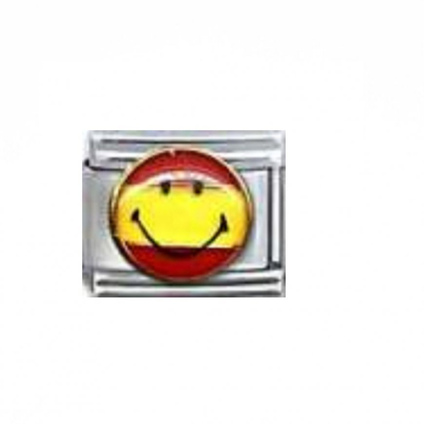Flag - Spain smiley face enamel 9mm Italian charm - Click Image to Close