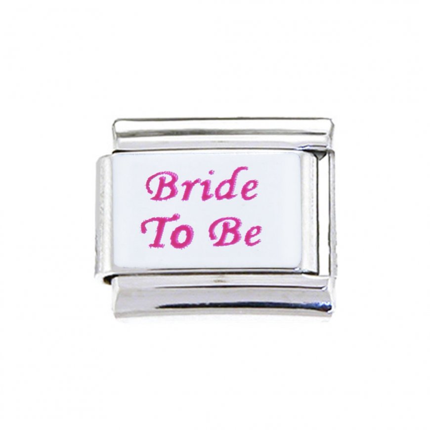 Bride to be - pink and white (b) - 9mm classic Italian charm - Click Image to Close