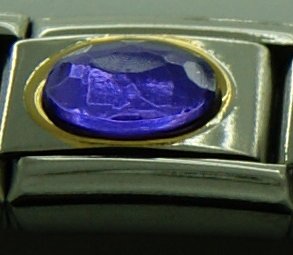Purple oval stone with gold rim - enamel charm - Click Image to Close