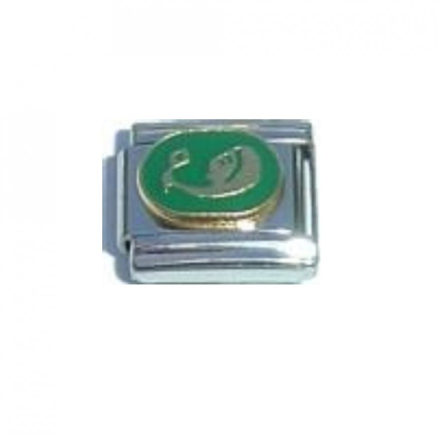 Virgo enamel charm green oval (24/8-23/9) 9mm Italian charm - Click Image to Close