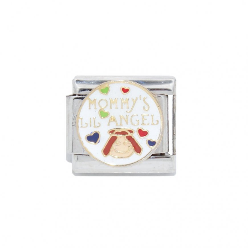 Mommy's lil angel - Brown Hair 9mm enamel Italian charm - Click Image to Close
