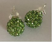 925 Green Crystal 8mm Shamballa Earrings - Click Image to Close