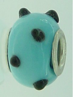 EB250 - Turquoise bead with black dots - Click Image to Close
