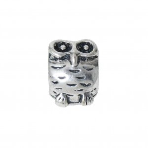 EB48 - Silvertone owl - European bead charm