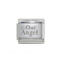 Our Angel with halo - 9mm Laser Italian charm