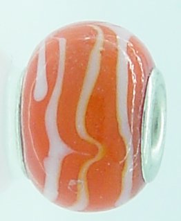 EB297 - Orange with white swirls bead - Click Image to Close