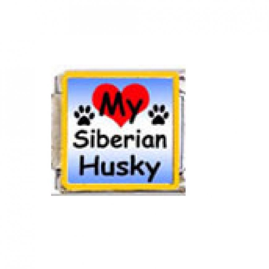 Love my Siberian Husky - dog - enamel 9mm Italian charm - Click Image to Close