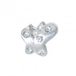 EB27 - Silvertone butterfly with clear stones - European bead