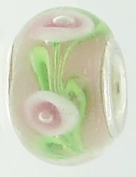 EB82 - Glass bead - Pink bead with green and pink - Click Image to Close