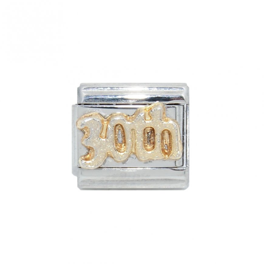 30th - Gold enamel charm - 9mm Italian charm - Click Image to Close