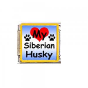Love my Siberian Husky - dog - enamel 9mm Italian charm