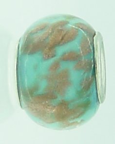 EB90 - Glass bead - Turquoise bead and gold glitter - Click Image to Close