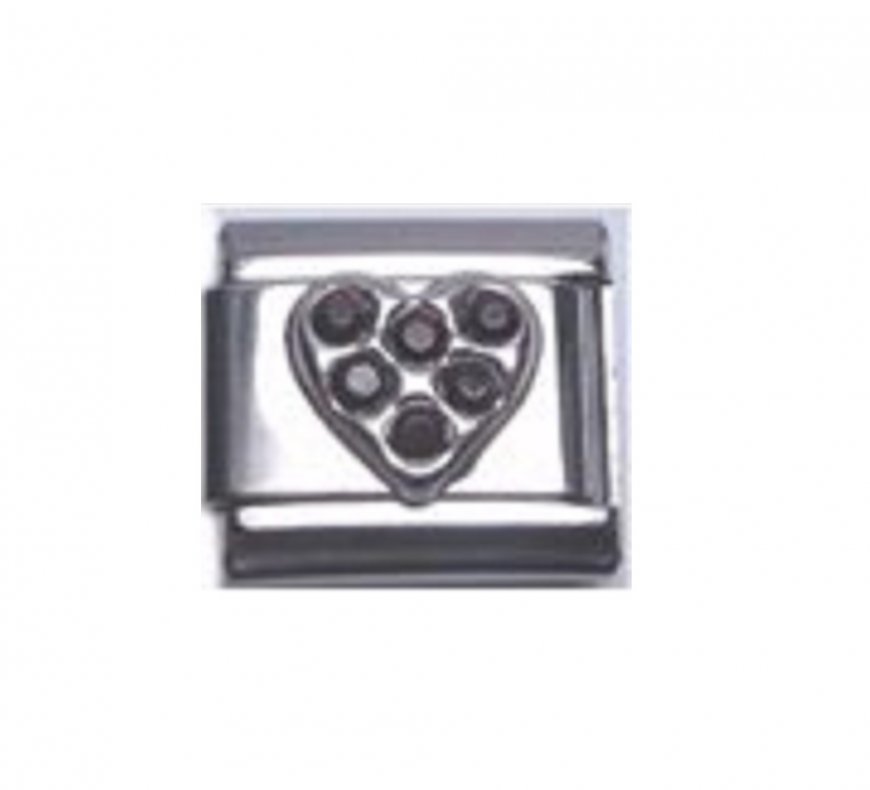 Heart with Stones - January - Garnet 9mm Italian charm - Click Image to Close