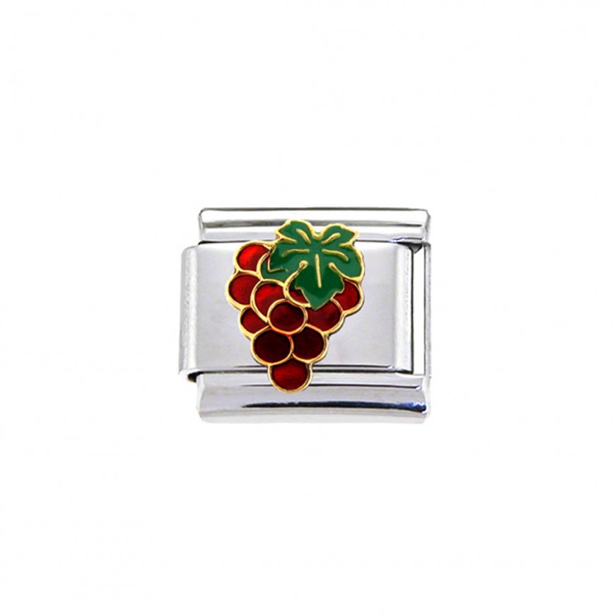 Red Grapes - 9mm enamel Italian charm - Click Image to Close