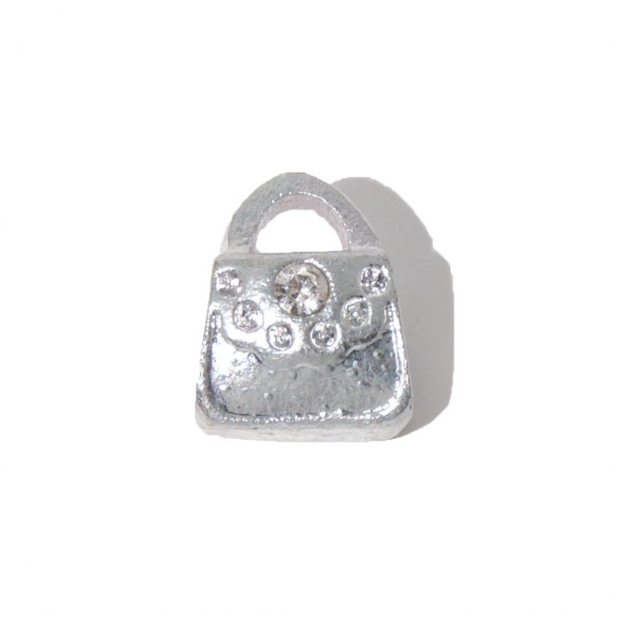 EB1 - Handbag with clear stone - European bead charm - Click Image to Close