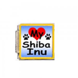 Love my Shiba Inu - dog - enamel 9mm Italian charm