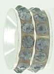 EB400 - Silver plated bead with two rows of purple stones - Click Image to Close