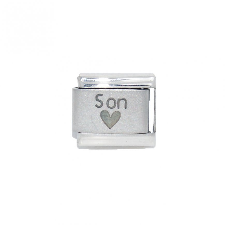 Son with heart - plain 9mm laser Italian charm - Click Image to Close