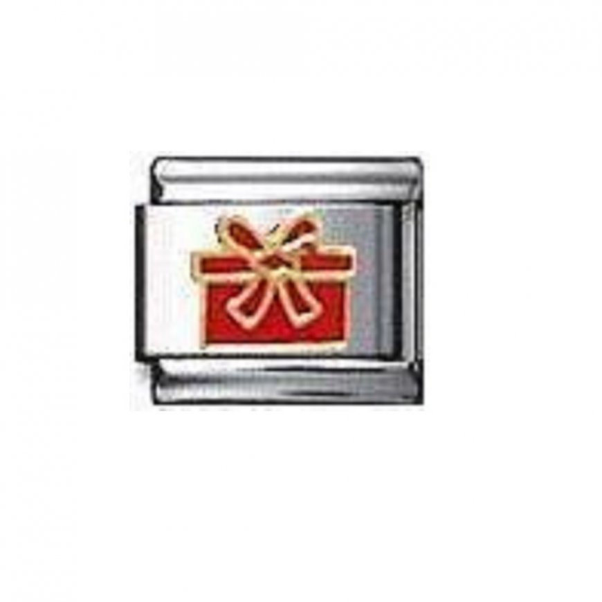 Red gift/ Present - 9mm Italian Charm - Click Image to Close