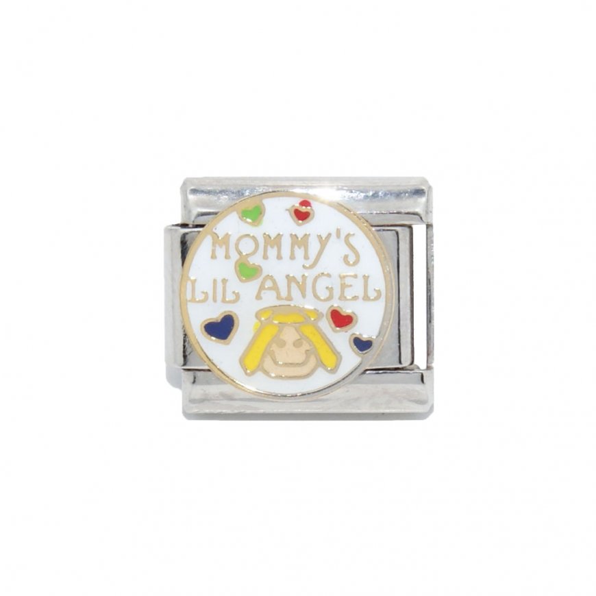 Mommy's lil angel - blonde 9mm enamel Italian charm - Click Image to Close