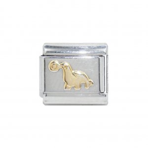 Sea lion gold coloured - enamel 9mm Italian charm