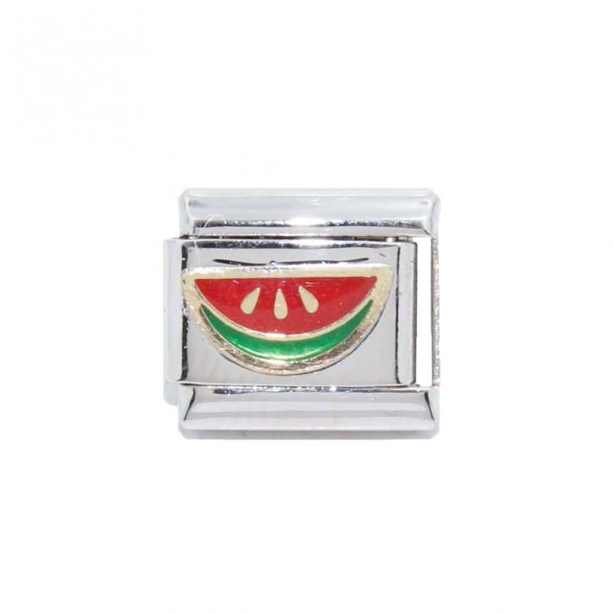 Watermelon (b) - 9mm enamel Italian charm - Click Image to Close