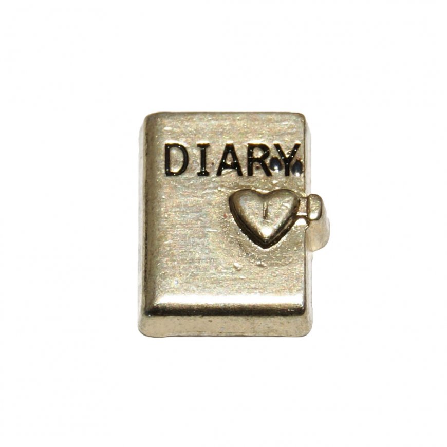 Diary gold coloured 8mm floating locket charm - Click Image to Close