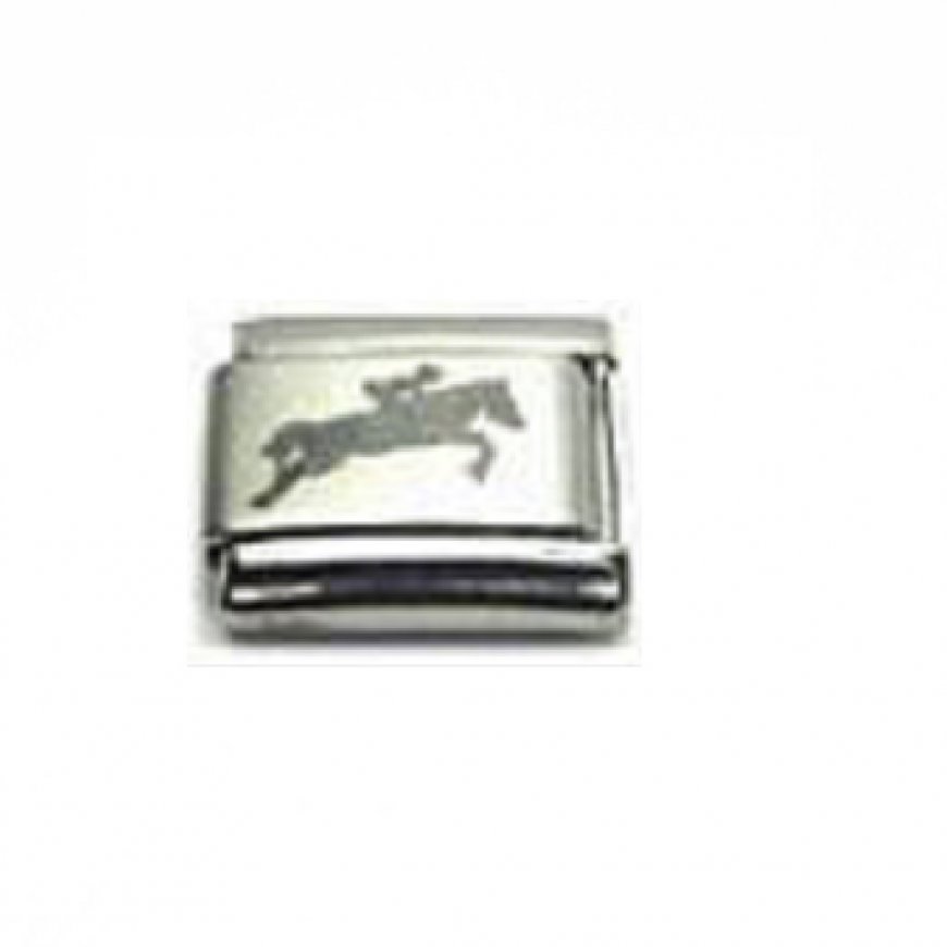 Horse and rider laser - 9mm Italian charm - Click Image to Close