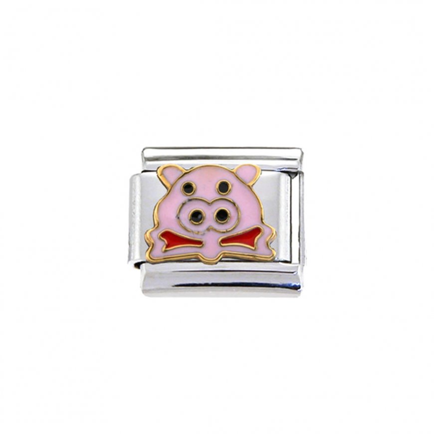 Piggie face - enamel 9mm Italian charm - Click Image to Close