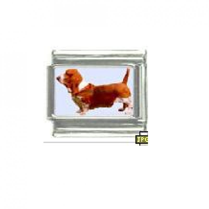 Dog charm - Basset hound 4 - 9mm Italian charm - Click Image to Close