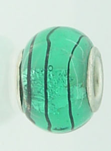EB110 - Glass bead - turquoise bead with black lines