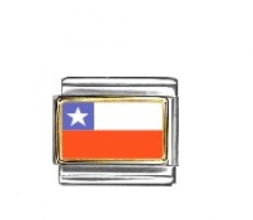 Flag - Chile photo enamel 9mm Italian charm - Click Image to Close