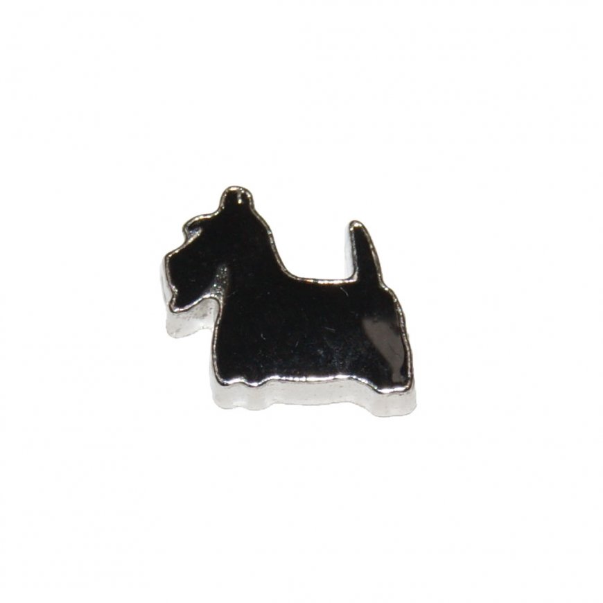 Black Scottie Dog 9mm floating charm - fits living memory locket - Click Image to Close