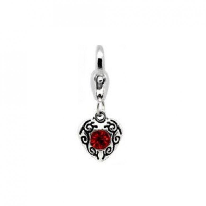 Clip on charm - Birthstone Heart dangle - July - Click Image to Close