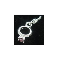 Ring with pink stone - Clip on charm fits Thomas Sabo