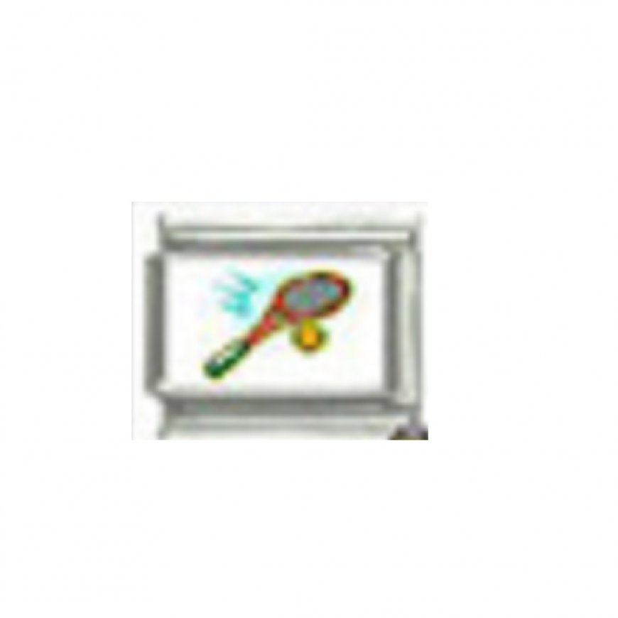 Tennis Racket and Ball - Photo 9mm Italian charm - Click Image to Close