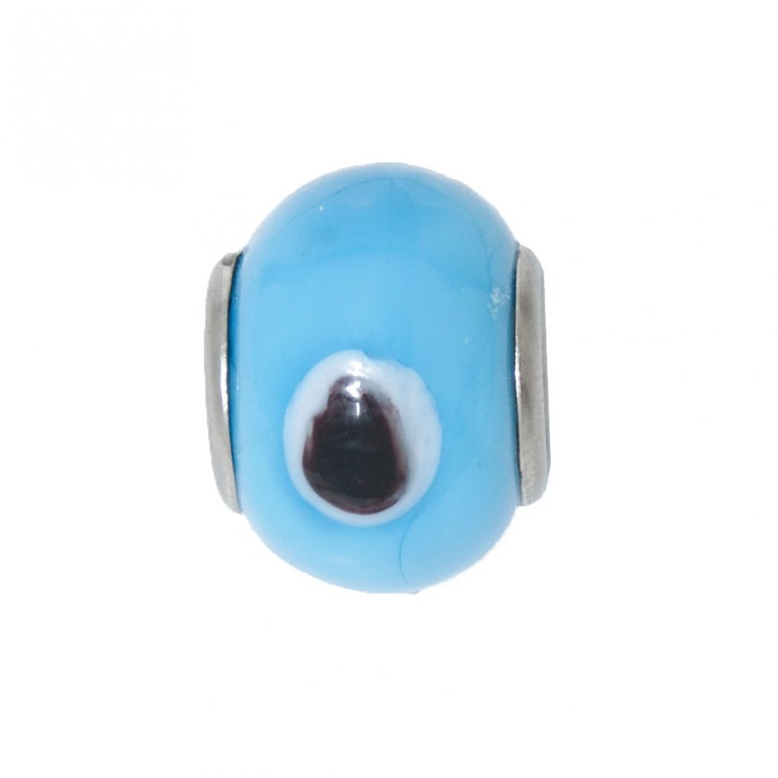 EB40 - Glass bead - Turquoise, black and white - European bead - Click Image to Close
