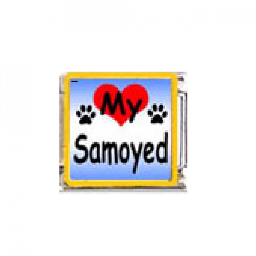 Love my Samoyed - dog - enamel 9mm Italian charm - Click Image to Close