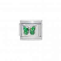 May Sparkly butterfly Birthmonth - Emerald 9mm Italian charm